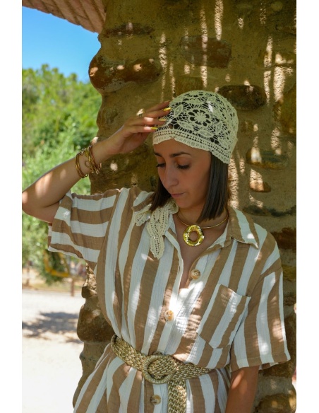 Foulard Crochet Fleurs Écru