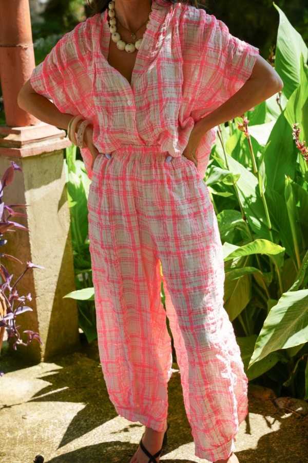 Pantalon Carreaux Rose ISÉE 2