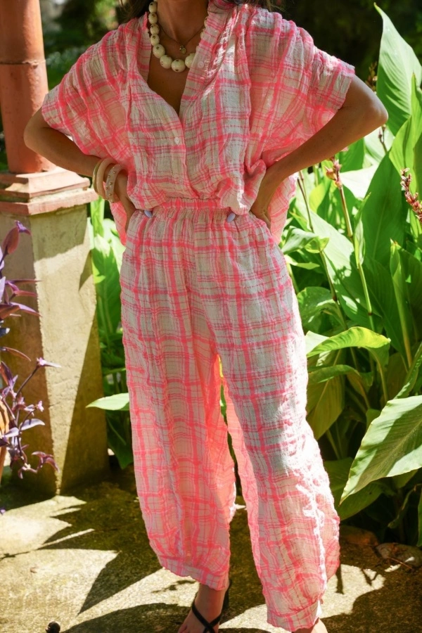 Pantalon Carreaux Rose ISÉE 2