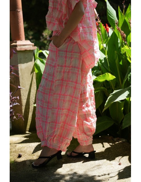 Pantalon Carreaux Rose ISÉE