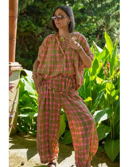Pantalon Carreaux Rose ISÉE