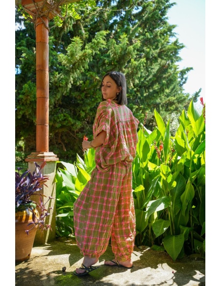 Pantalon Carreaux Rose ISÉE