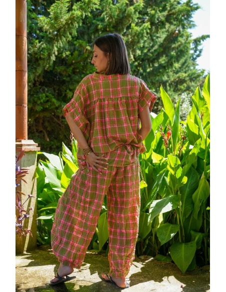 Pantalon Carreaux Rose ISÉE