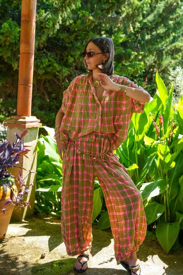 Pantalon Carreaux Rose ISÉE 2