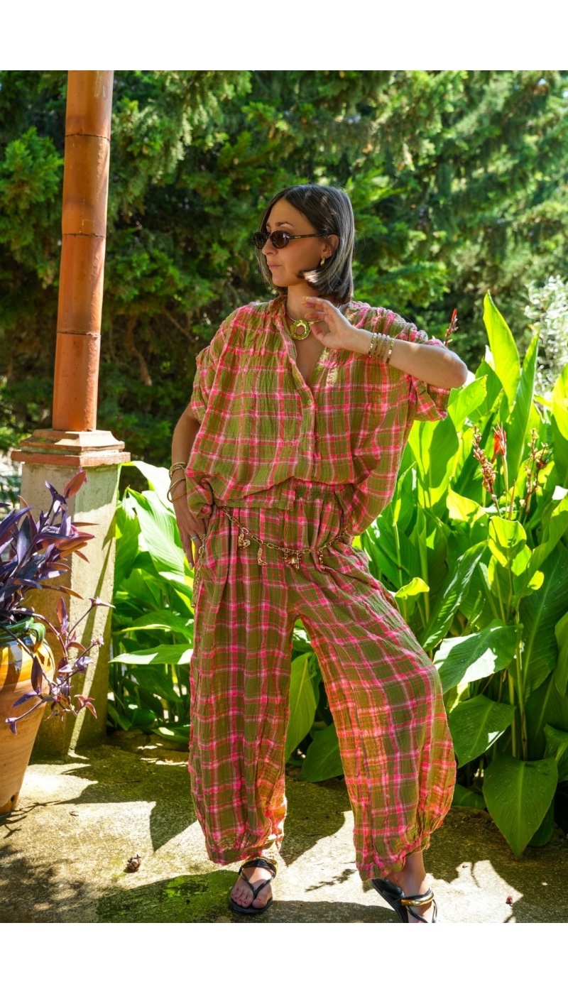 Pantalon Carreaux Rose ISÉE