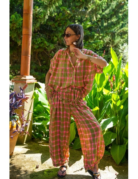 Pantalon Carreaux Rose ISÉE