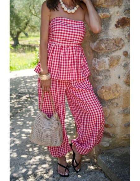 Ensemble Vichy Rouge ANITA - Vêtements d'intérieur chics et élégants