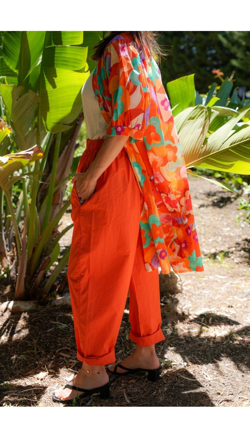 PANTALONE DONNA IN TELA ARANCIO E26