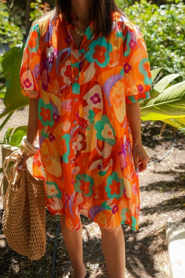 Robe Fleurs Jaune Orange MADALENA 2