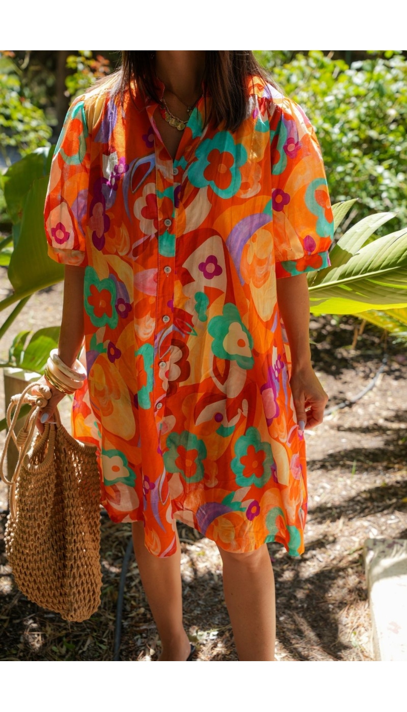Robe Fleurs Jaune Orange MADALENA