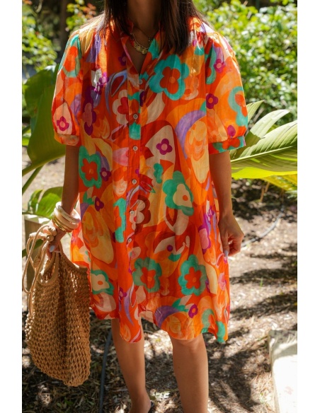 Robe Fleurs Jaune Orange MADALENA