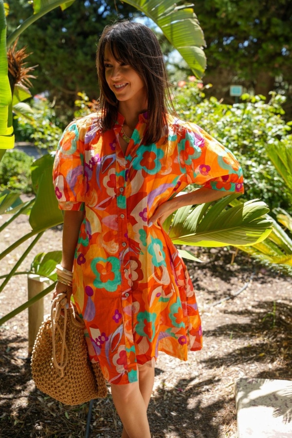 Robe Fleurs Jaune Orange MADALENA