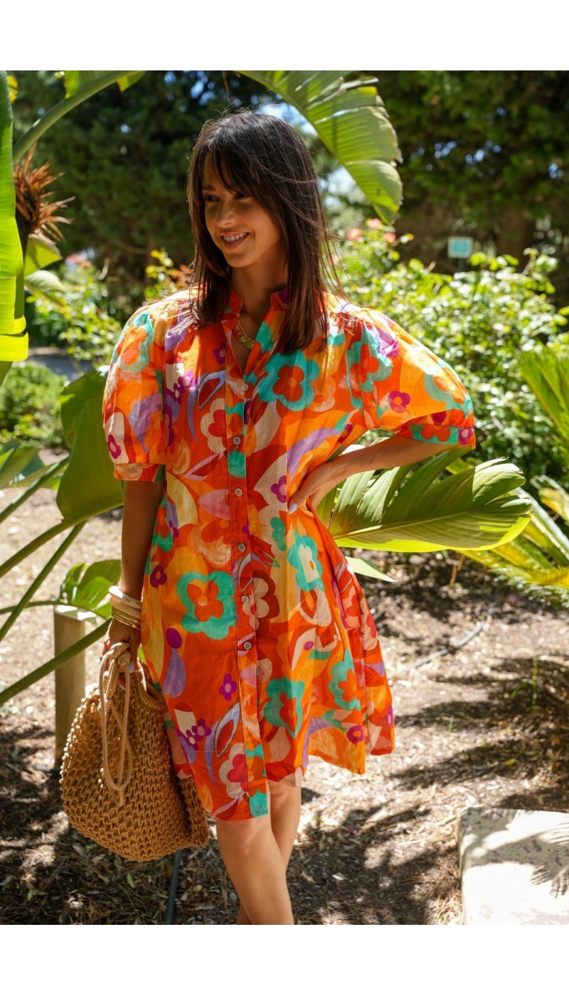 Robe Fleurs Jaune Orange MADALENA