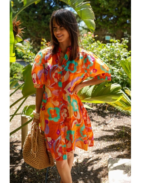 Robe Fleurs Jaune Orange MADALENA