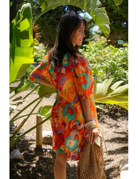 Robe Fleurs Jaune Orange MADALENA