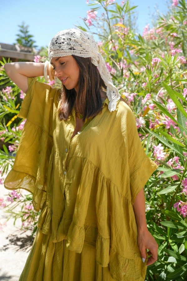 Chemisier Volant Olive ILHA