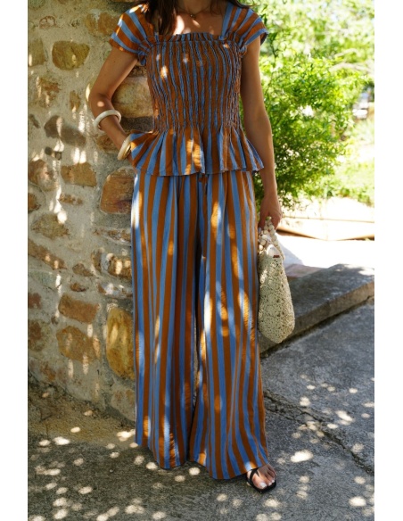 Pantalon Camel Ciel Rayé EVORA