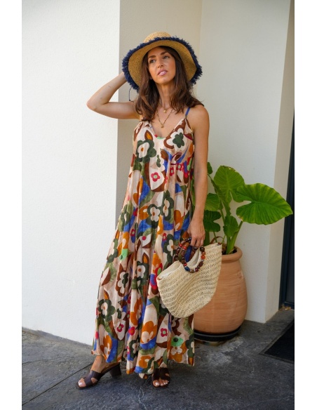 Robe Fleurs Verts BRAGA - Élégance Naturelle pour Votre Accueil