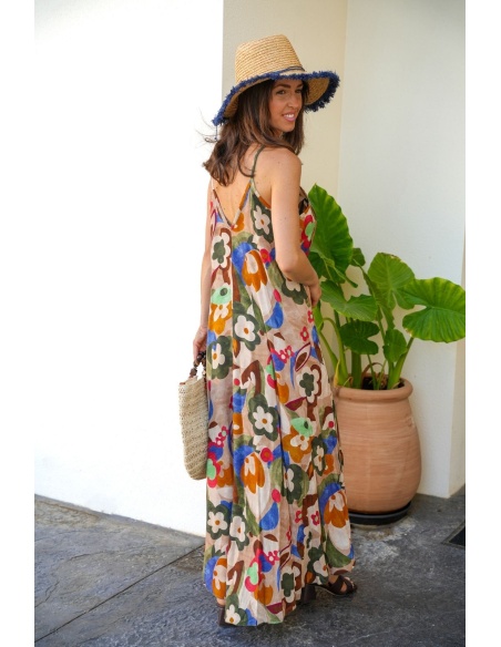 Robe Fleurs Verts BRAGA - Élégance Naturelle pour Votre Accueil