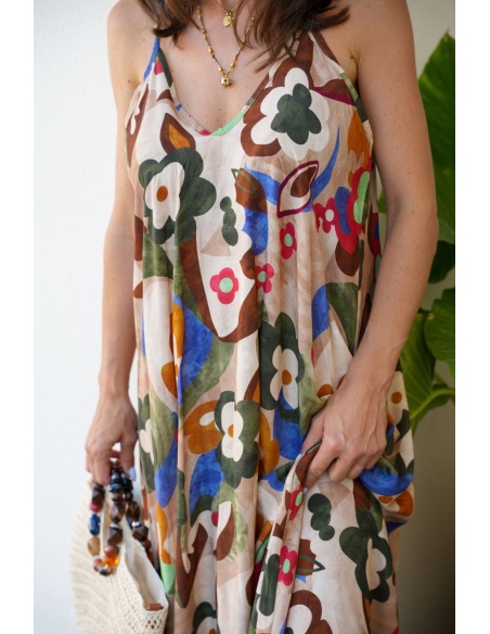 Robe Fleurs Verts BRAGA - Élégance Naturelle pour Votre Accueil