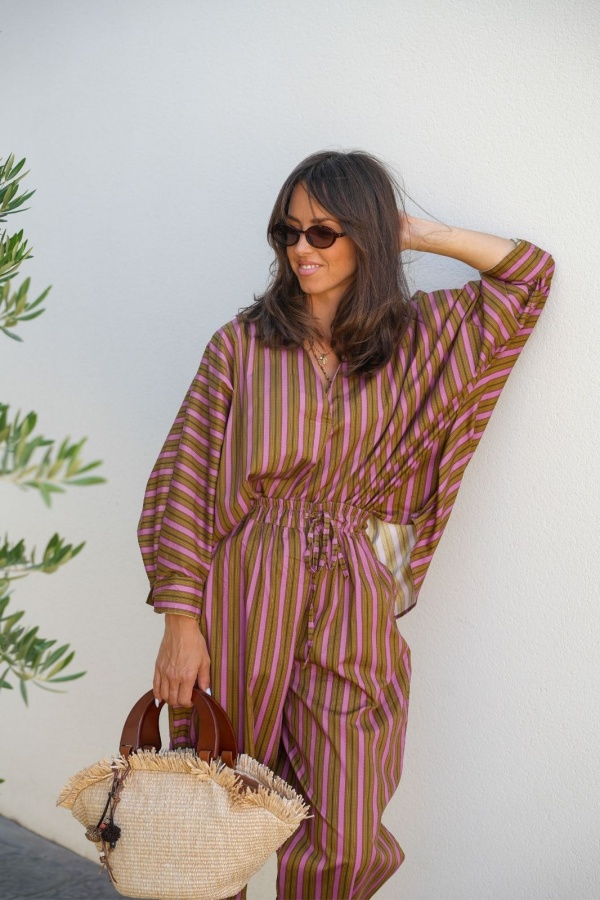 Blouse Rayé Rose Johanna EVORA - Élégance à la Maison