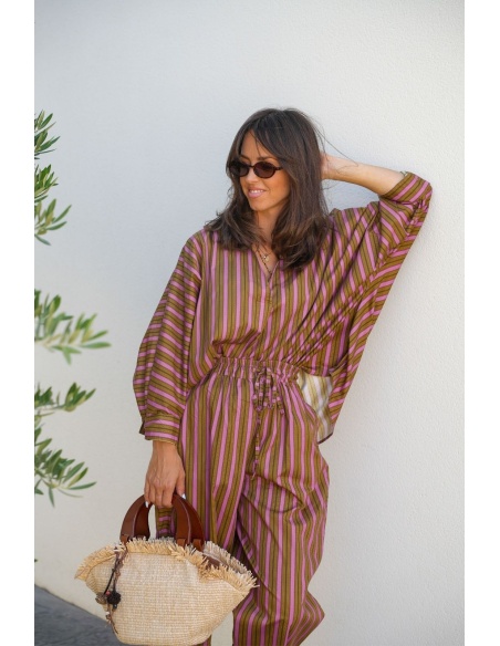 Blouse Rayé Rose Johanna EVORA - Élégance à la Maison