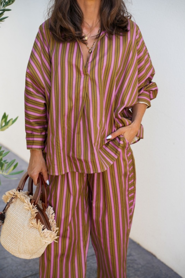Blouse Rayé Rose Johanna EVORA - Élégance à la Maison 2