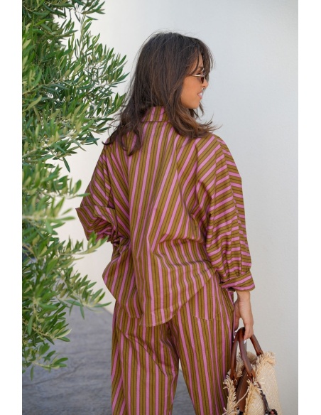 Blouse Rayé Rose Johanna EVORA - Élégance à la Maison