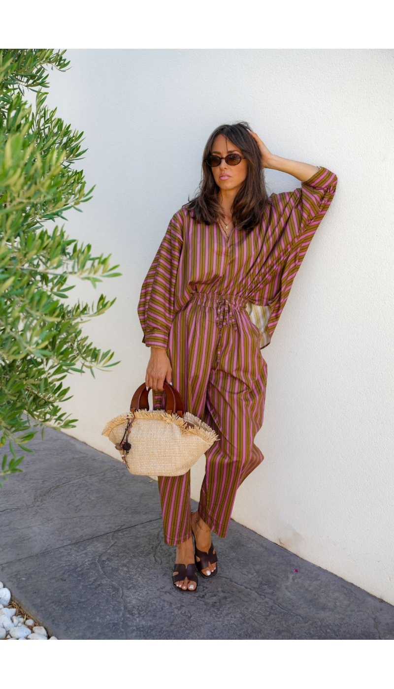 Pantalon Rayé Rose Johanna EVY