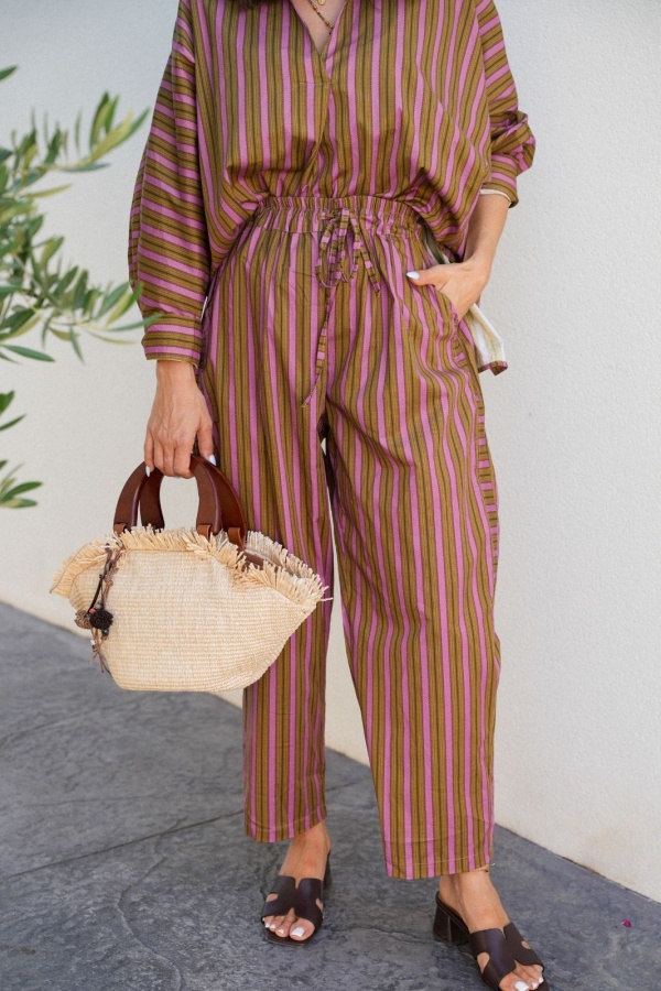 Pantalon Rayé Rose Johanna EVY 2