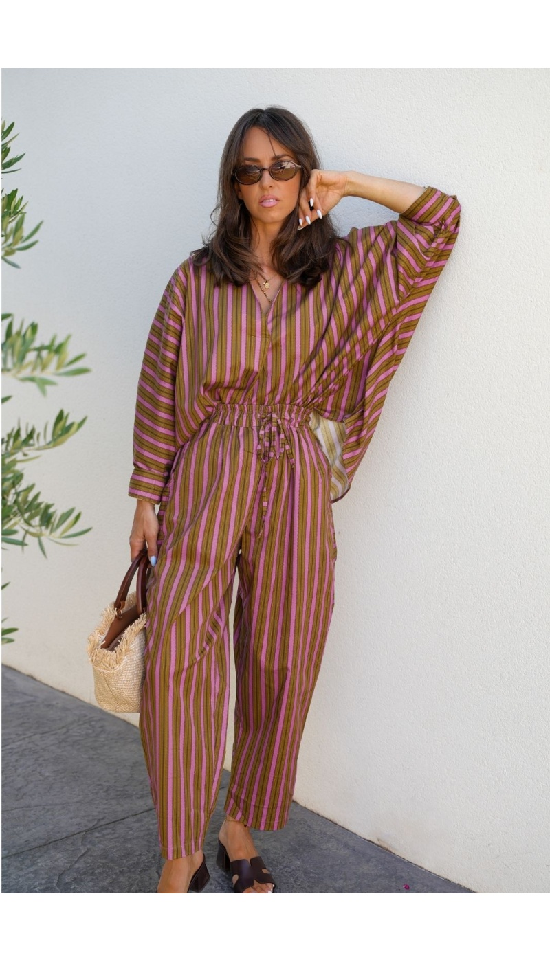 Pantalon Rayé Rose Johanna EVY