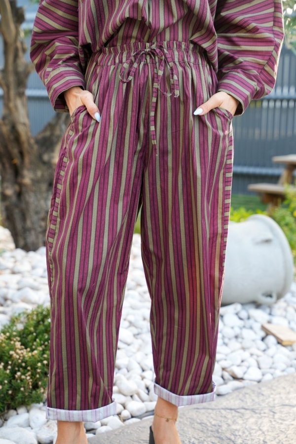 Pantalon Rayé Bordeaux Johanna EVY 2