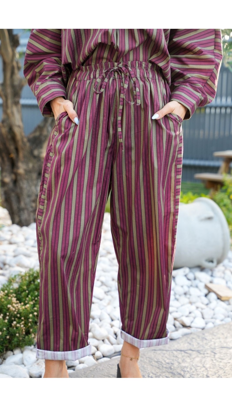 Pantalon Rayé Bordeaux Johanna EVY