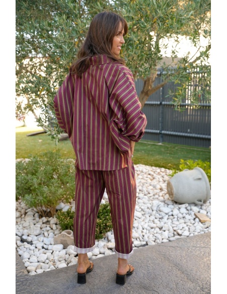 Pantalon Rayé Bordeaux Johanna EVY