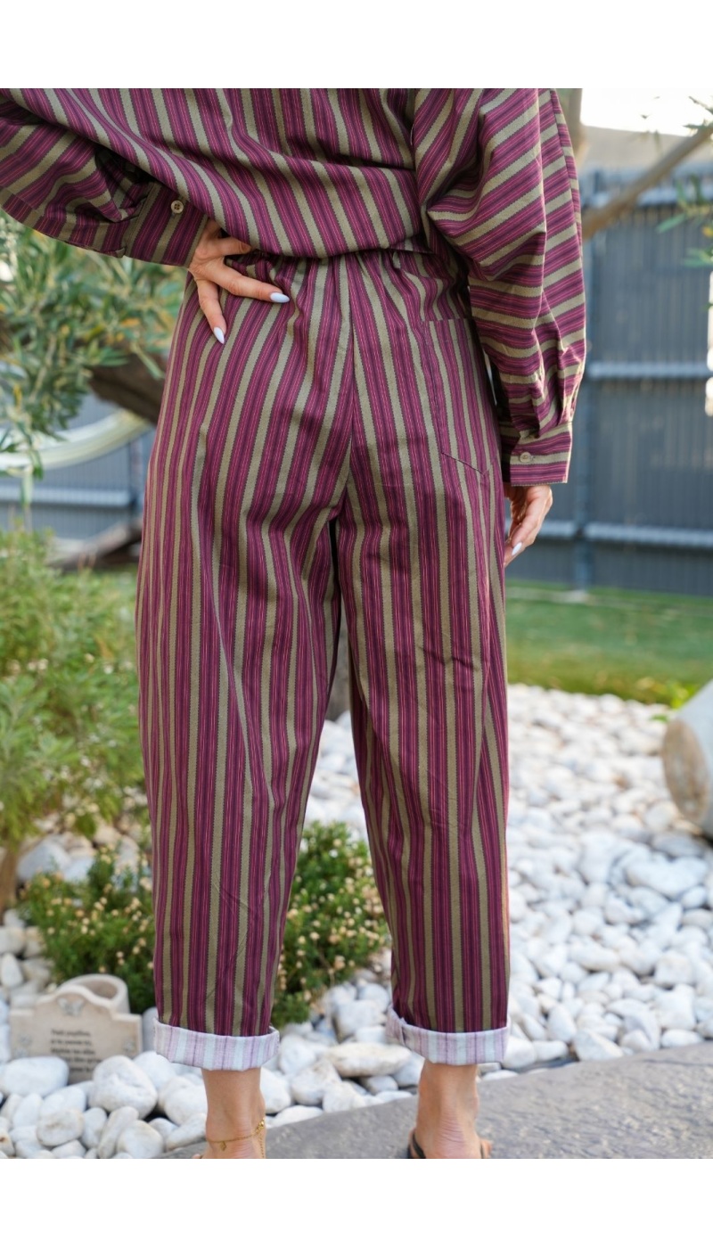 Pantalon Rayé Bordeaux Johanna EVY