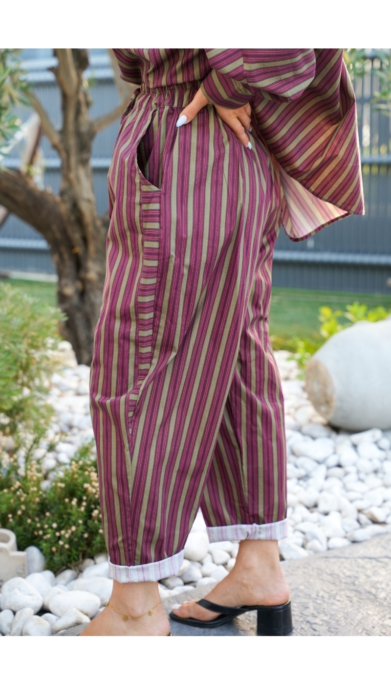Pantalon Rayé Bordeaux Johanna EVY