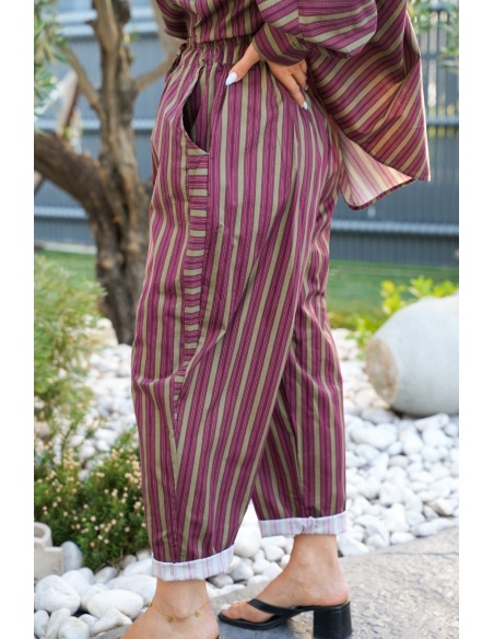 Pantalon Rayé Bordeaux Johanna EVY