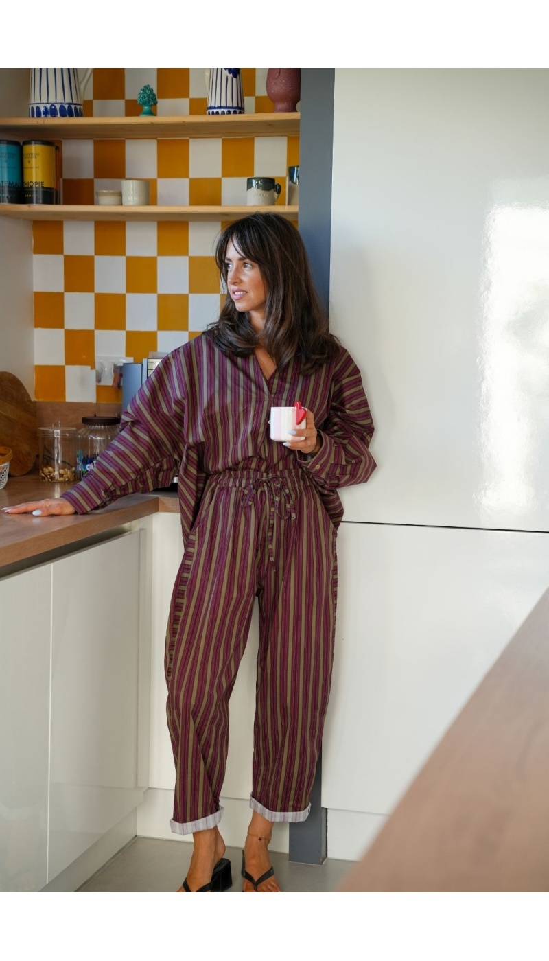 Blouse Rayé Bordeaux Johanna EVARA - Chic et Élégant