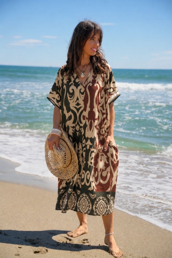 Robe Longue Kaki Beige VAIANA