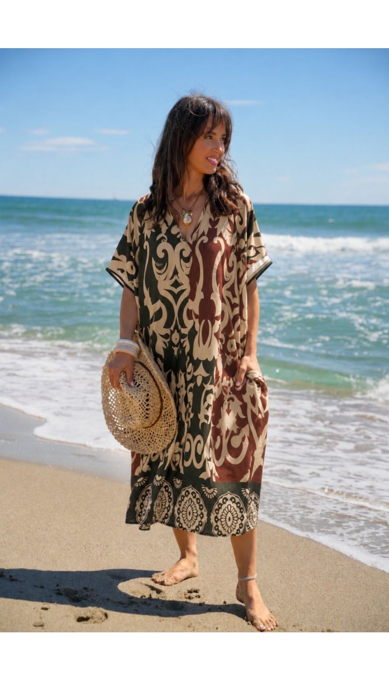 Robe Longue Kaki Beige VAIANA