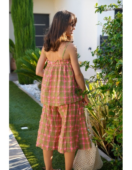 Short Carreaux Vert LISANDRO