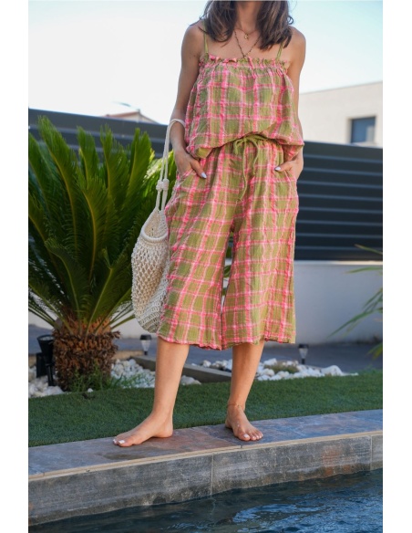 Short Carreaux Vert LISANDRO