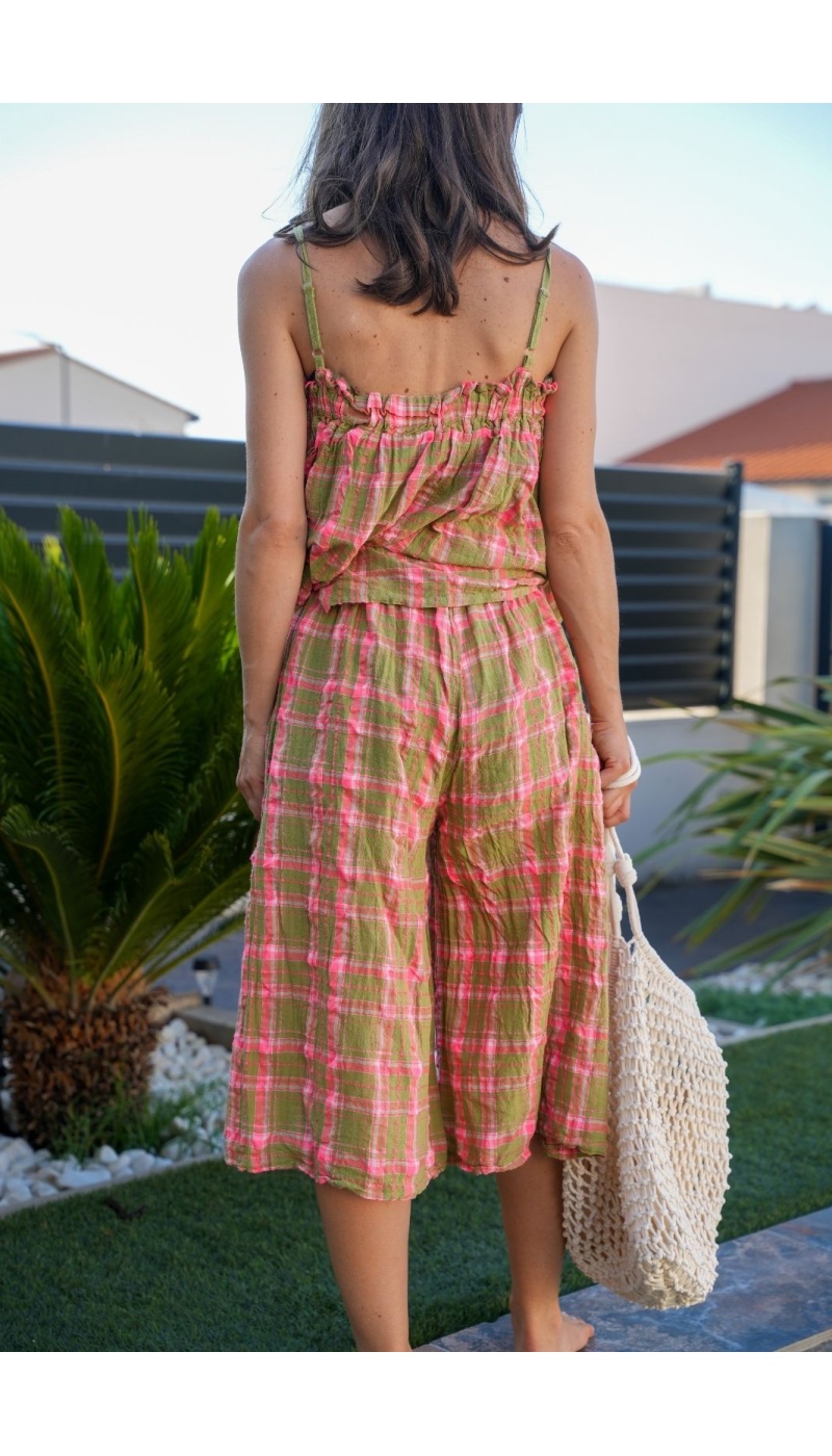Short Carreaux Vert LISANDRO