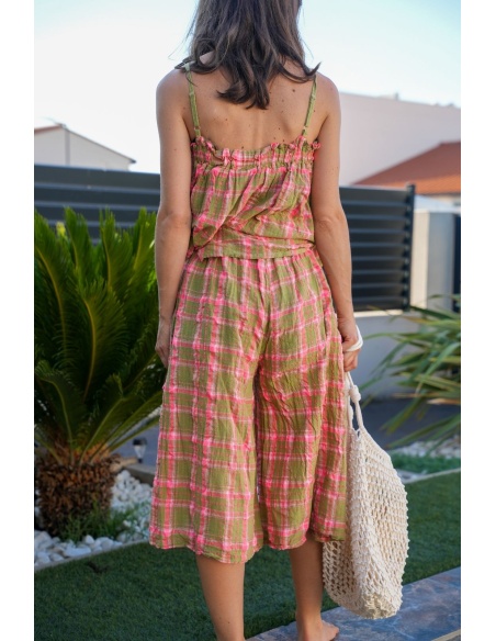 Short Carreaux Vert LISANDRO