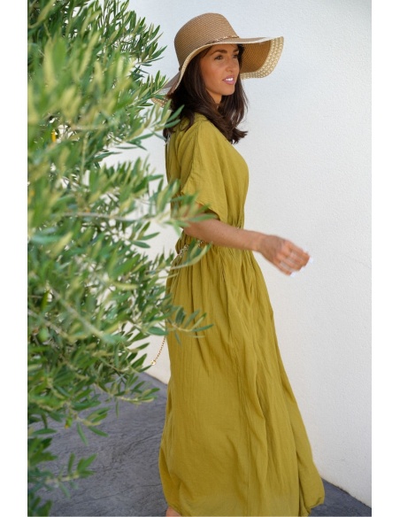 Robe Longue Tressé Olive VISEU - Élégance et Confort
