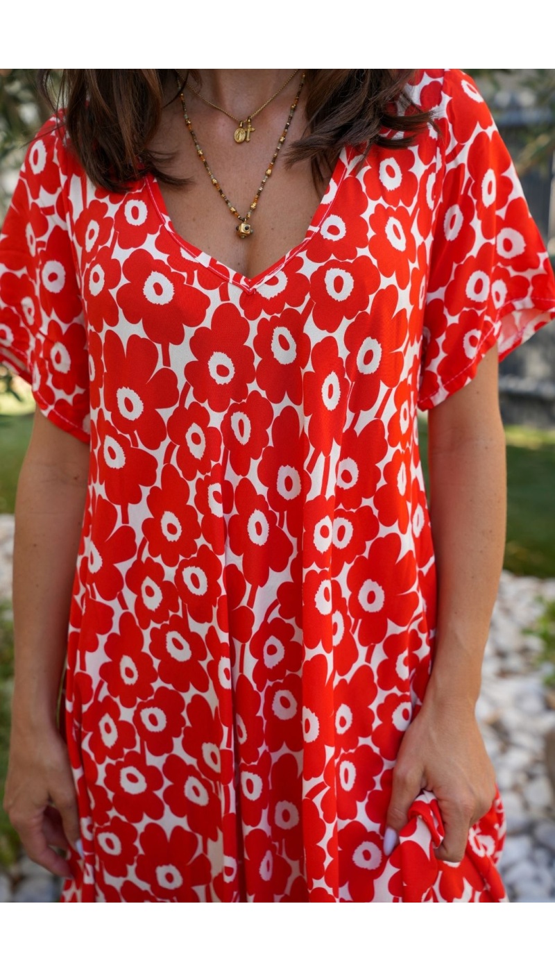 ROBES FEMME FLEURS ORANGE E26