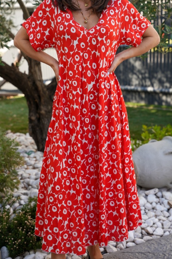 ROBES FEMME FLEURS ORANGE E26 2