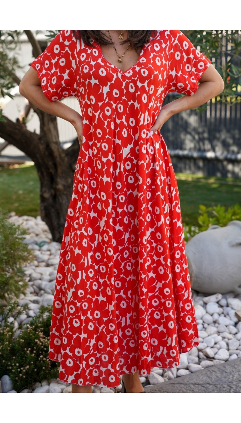 ROBES FEMME FLEURS ORANGE E26