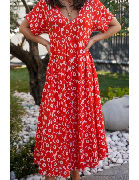 ROBES FEMME FLEURS ORANGE E26