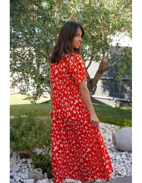 ROBES FEMME FLEURS ORANGE E26